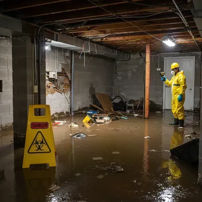 Flooded Basement Electrical Hazard in Warrensburg, IL Property